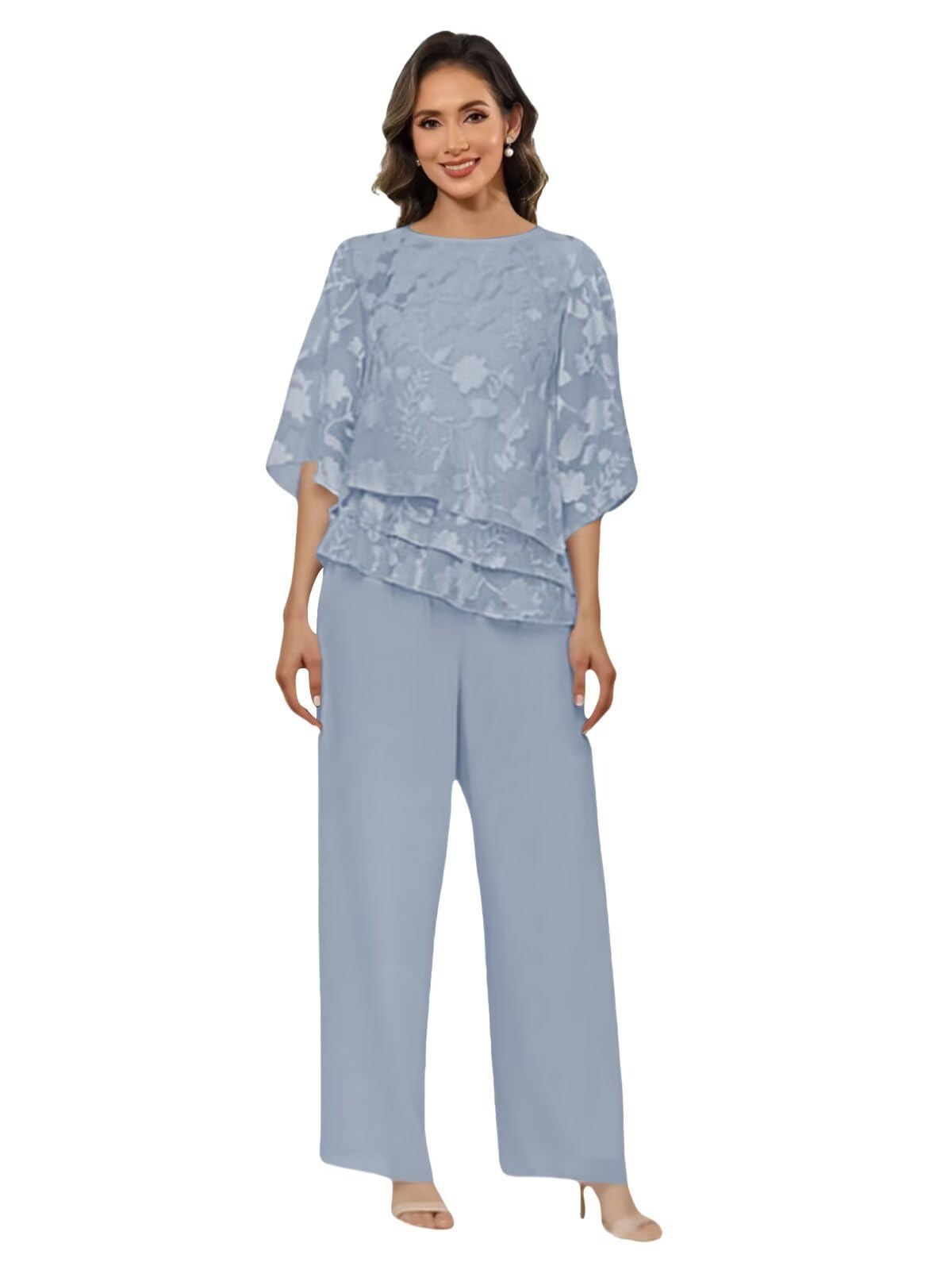 2 Pieces Mother of The Bride Pantsuits for Women with Lace Sleeves Formal Mother of The Groom Pantsuits