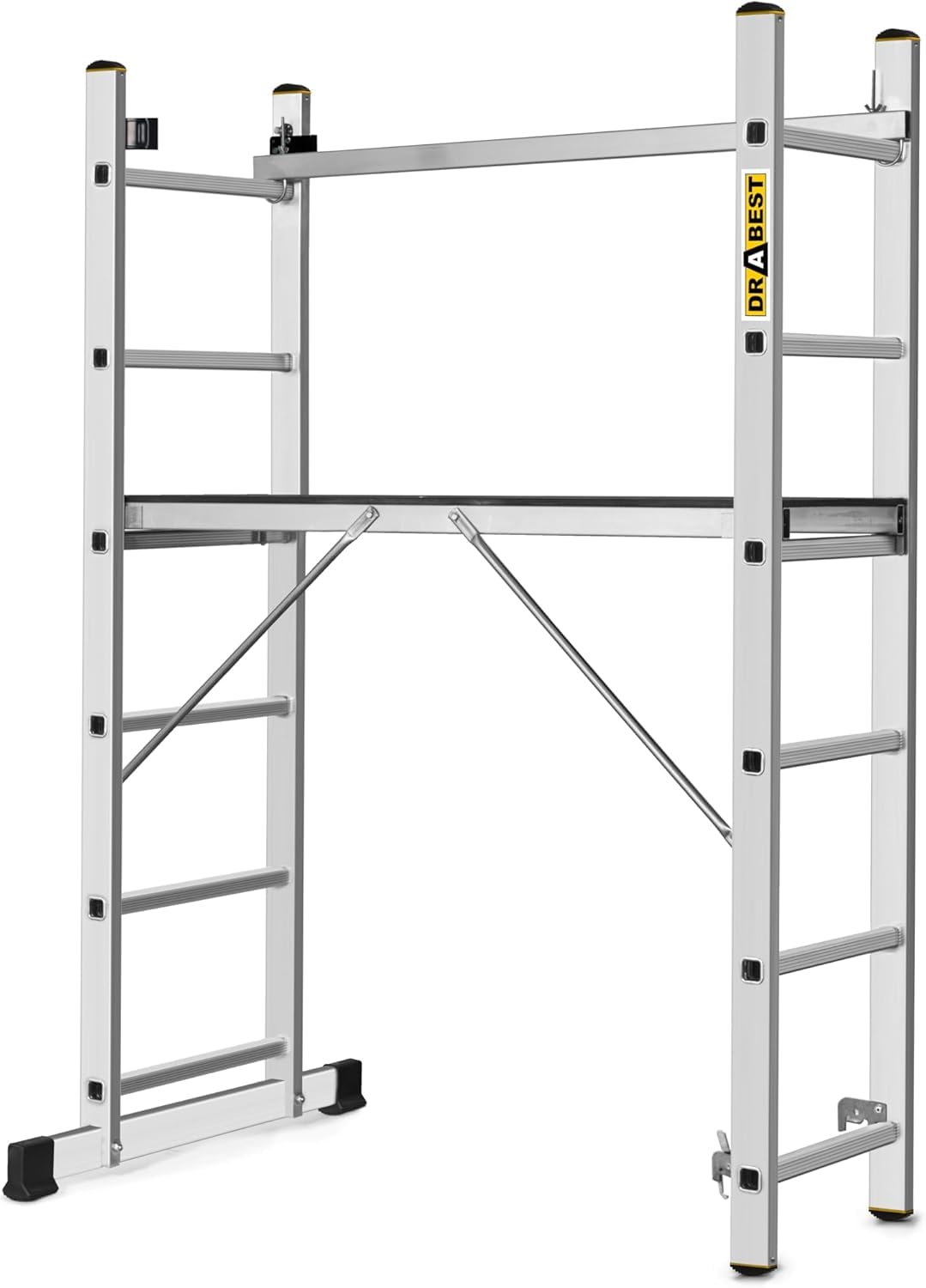 Échafaudage alu DRABEST réglable en hauteur avec grand plateau de travail