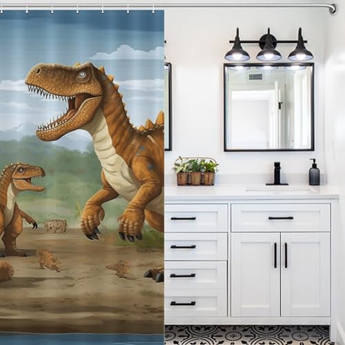 Rideau de douche imperméable dinosaure extra long lavable en machine - 7
