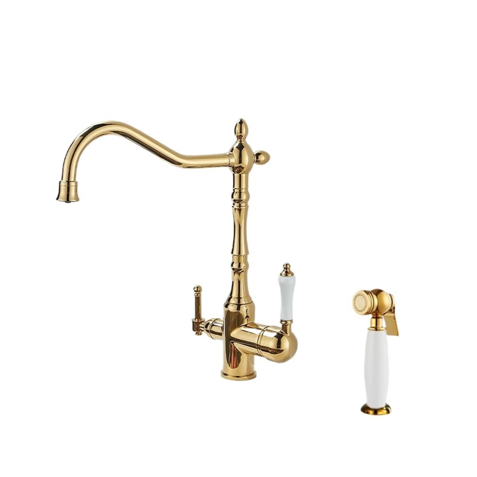 Laighjenbcf Gold Set B Faucet，Brass Light Luxury Three-In-One Pure Water Faucet