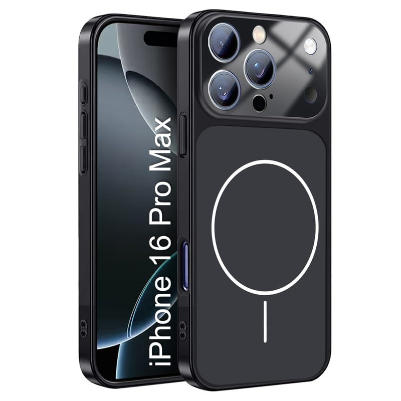 Image of LuxuryKase Converter Case for iPhone 16 Pro Max | Premium Protective MagSafe Cover | iPhone 17 Pro Series Style Design | in Built Camera Guard | Wireless Charging Compatible - Black