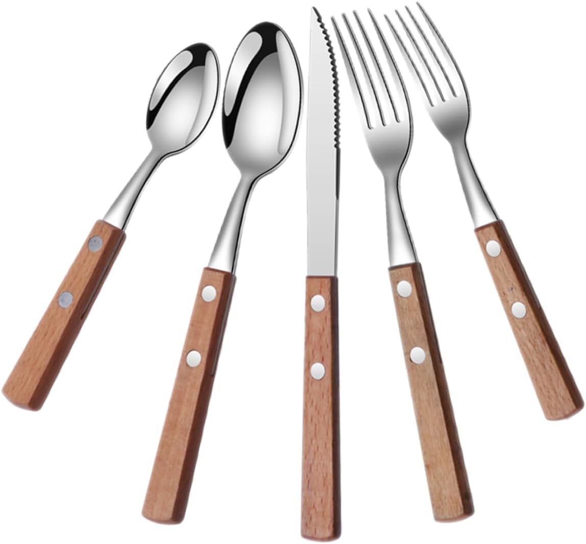 1set Stainless Steel Serving Utensils Handles Buffet Cutlery Set for Parties and Events Reusable Forks and Spoons for Home and Restaurant Use