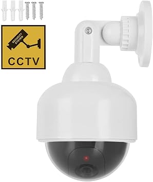 Generic Fake Surveillance Camera Dummy Security Cam with Flashing LED Light High-fidelity Deterrent for Thieves