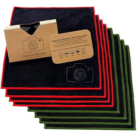 Clean & Clear Microfiber Cleaning Cloth, EXTRA LARGE [8 Pack] ULTRA PREMIUM Microfiber Cleaning Cloth - Microfiber Cloth for Camera Lens, Glasses, Screens, and all Lens. Cover