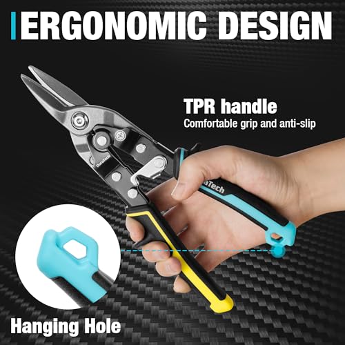 DURATECH 10 Inch Aviation Snips | Straight Cut Tin Snips for Cutting Metal Sheet | CR-V Steel Heavy Duty Tin Snips with Visible Cutting Length by DURATECH - Image 7