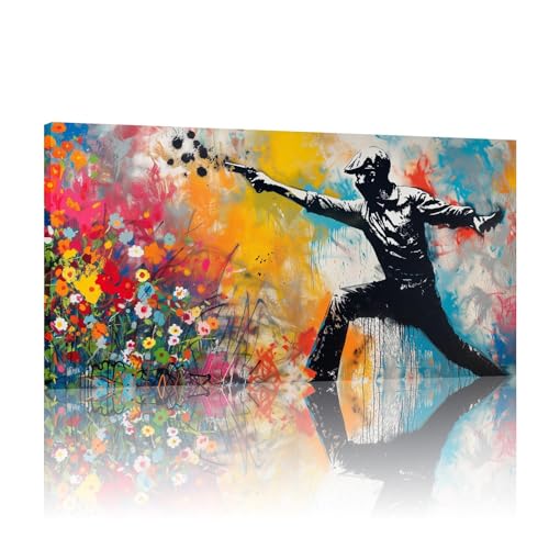 Art mural sur toile colorée Banksy édition grand format salon