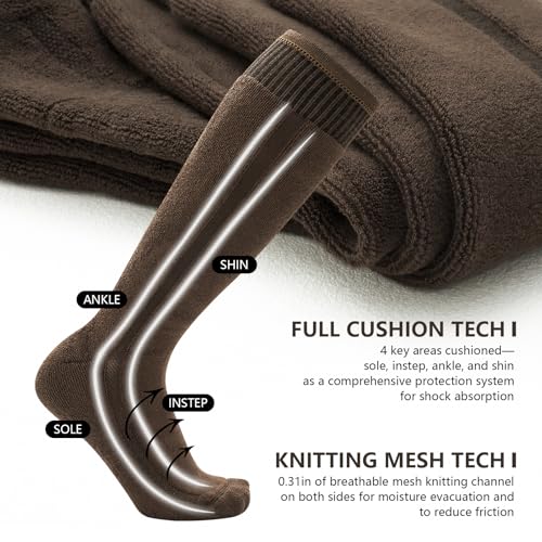 Image of Men's Hiking Socks Military Green Shin Guard Hunting Boot Socks Over the Calf Socks for Men, 3-Pack