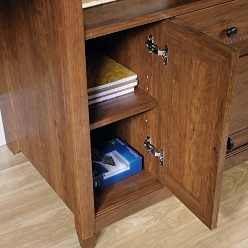 Sauder Edge Water Computer Desk With Hutch, Auburn Cherry finish