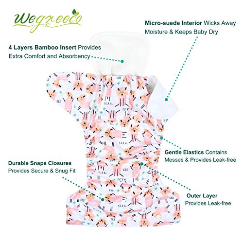 Wegreeco WE-BAD-HD Washable Reusable Baby Cloth Pocket Diapers 6 Pack + 6 Bamboo Inserts thumb #1