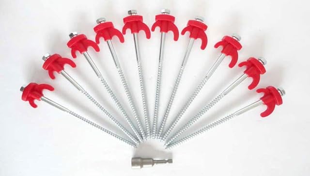 Ultimate 20 x Camping Drill in Heavy Duty Tent Peg for General Purpose, Rock or Hard ground, Tents, Awnings, Gazebo's, Free Drill Adapter