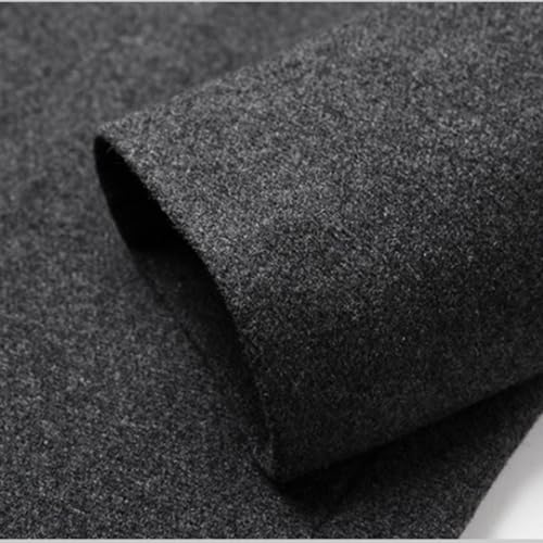 Image of Men's Wool Trench Jacket & Coat Warm Quilted Single Breasted Band Collar Long Sleeve Winter Button Fit Slim Peacoat