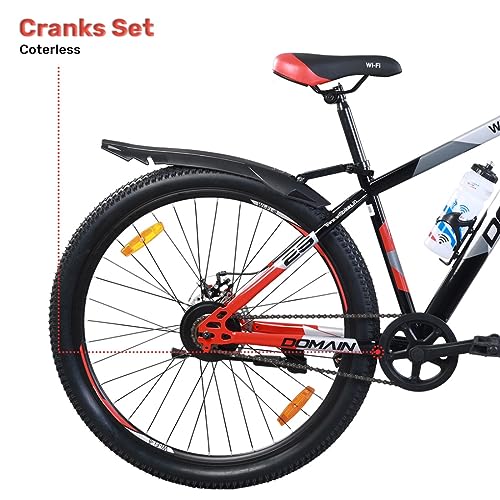Image of Wifi Domain 29 Inches Single Speed Bicycle for Men Woman and Adults, with Dual Disc, 17 Inch Steel Frame, Hartex 2.40 Tyres, (Red Black)