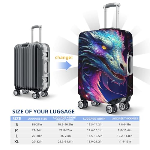 Colorful Dragon Elastic Travel Luggage Covers Dustproof Scratch-Resistant Suitcase Protector Fit 22-24 Inch4