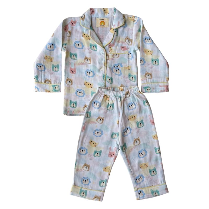 Pawjama Party Nightsuit for Women - 100% Organic Muslin, Multicoloured, Comfortable & Breathable Sleepwear-image-1