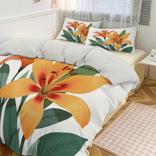 Housse de couette lys hawaïen infroissable lit enfant microfibre 3D - 3
