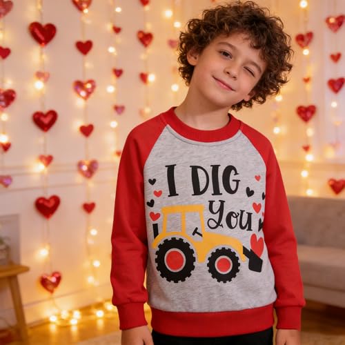 Image of Akyzic Toddler Boys Sweatshirts Cotton Crewneck Truck Shirt Dinosaur Long Sleeve Pullover Tops Tees 2-8T
