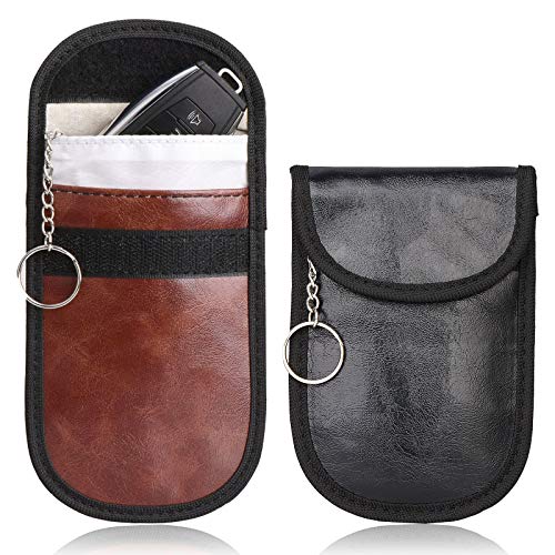 Hually 2 Pack Signaal Blocker Faraday Tas, Premium Faraday Pouch voor Keyless Auto Entry Fobs, Pak Alle Autosleutels (Zwart)