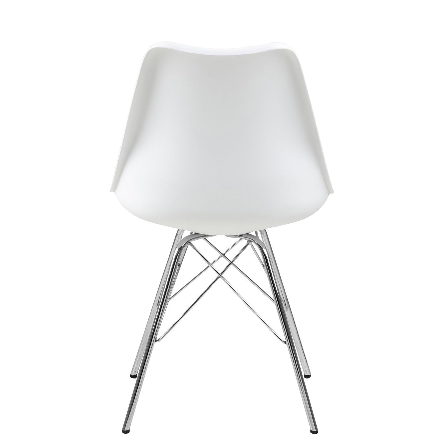 AC Design Furniture Sedia di design Emanuel, in plastica, dimensioni: 48,5 x 85,5 x 54 cm (larghezza x altezza x lunghezza), 4 pezzi, bianco e cromato, 80739