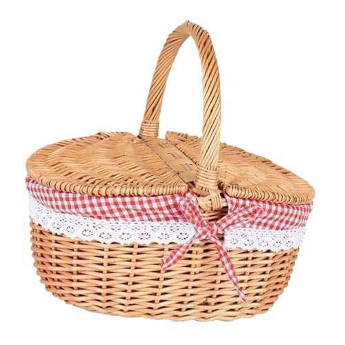 Handwoven Wicker Picnic Basket Rattan Storage Serving Basket Wicker Storage Hamper for Bread Vegetables Fruits pour Organiser des Jouets
