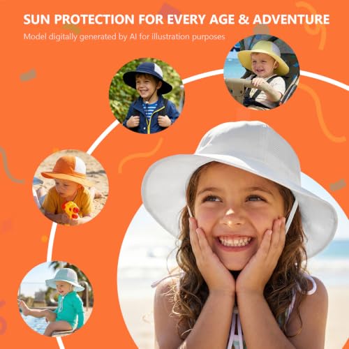 Image of BASSDASH Kids UPF 50+ Wide Brim Sun Hat for Summer Beach Outdoor