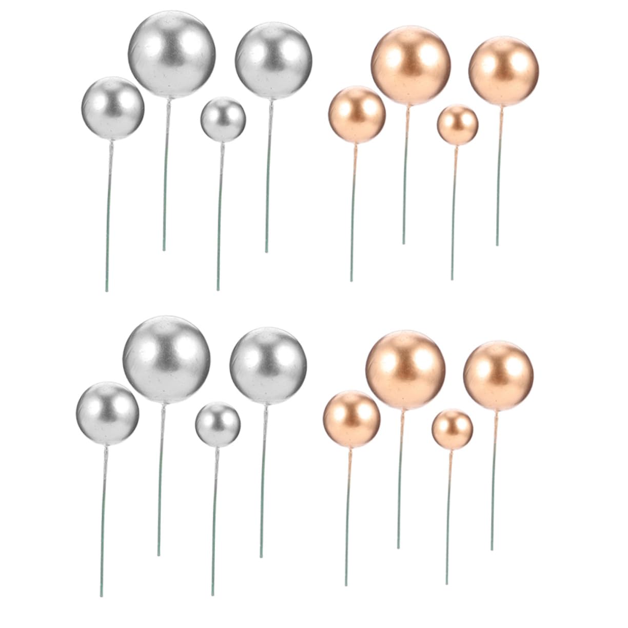 Amosfun 120 Stk Kugelkuchen Dessert-Topper Cupcake-Topper aus Schaumkugeln Kuchen Topper party dekoration birthday cake decoration Kuchenverzierungen Kuchendekorationen Eisendraht Silver