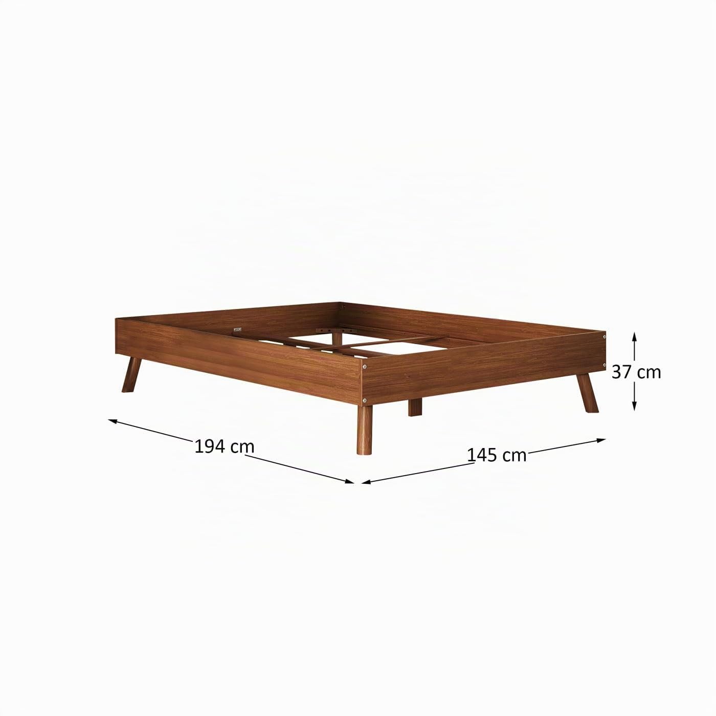 IDIMEX Futonbett Karri 140x190 aus Massivholz, Kastanien Farben - Robustes Doppelbett mit konischen Beinen, moderner Holz Bettrahmen, Mittelsteg mit Stützfüßen