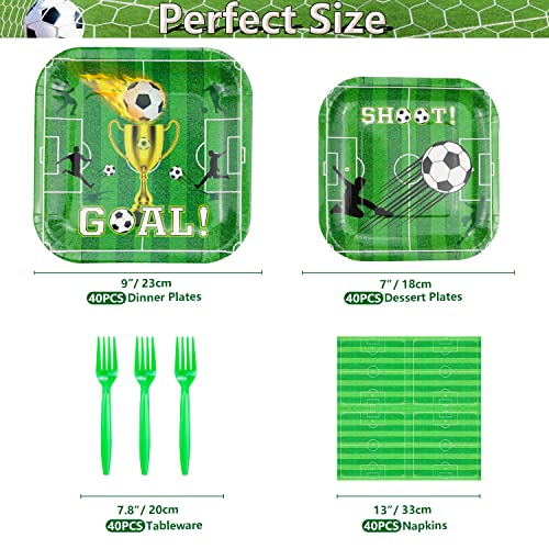 Inspireyee PARTY-CP 160 Pack Soccer Party Supplies Sports Theme Birthday Decorations Soccer Party Plates，Napkins，Forks Set Soccer Theme Set thumb #1