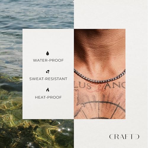 CRAFTD | Silver Cuban Link Chain | Durable Rhodium & 316L Stainless Steel | Waterproof, Heat & Sweat Resistant | Gifts for Men | Men's Jewelry |3