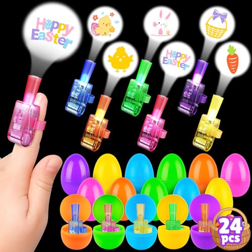 CPSYUB 24pcs Easter Eggs with Finger Lights, Easter LED Light Up ...