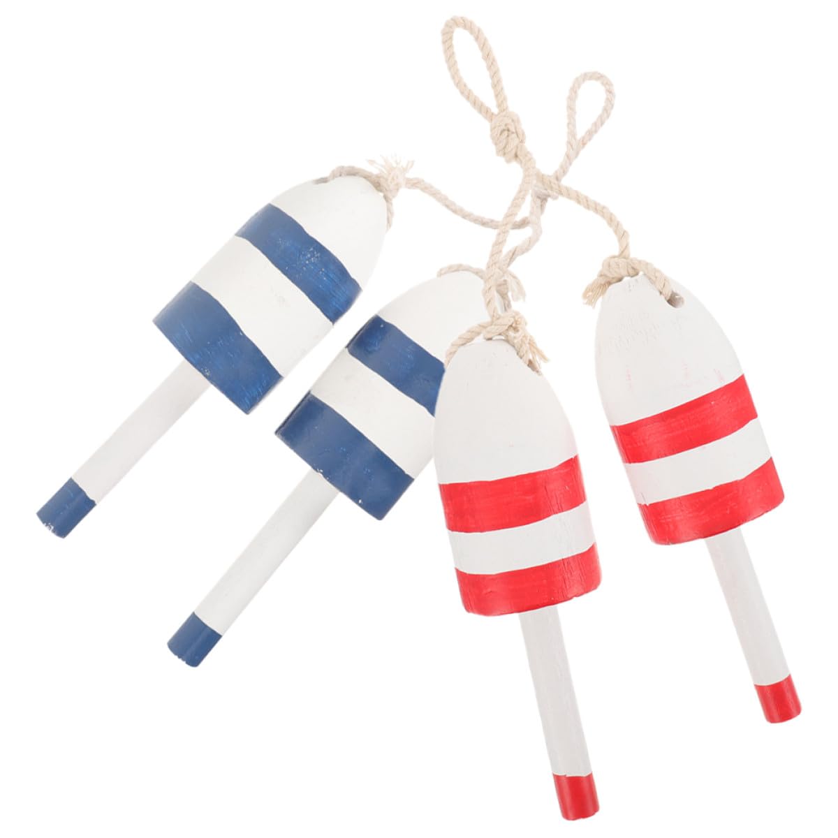 DOITOOL 2Pcs Vintage Wooden Nautical Buoy Wall Hanging Ornaments in Red and Blue Mediterranean Style Coastal Room Decor Miniature Lobster Buoy and Life Decorations for Beach House