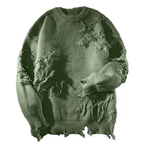 Men's Retro Ripped Knitted Pullover Warm Autumn and Winter Sweater
