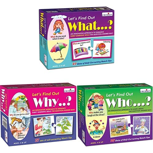 Image of Let's Find Out What, Why & Who Puzzles (Multicolor, 54 Pieces Each, 3 Sets, 81 Pieces Total) - Kids, Ages 3-6