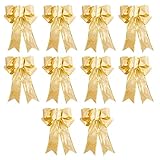 10個セット 多用途グリッターバレンタインデーリボン クリスマスツリーに最適 ガーランドに最適 大型ギフト装飾 屋外ソーラー