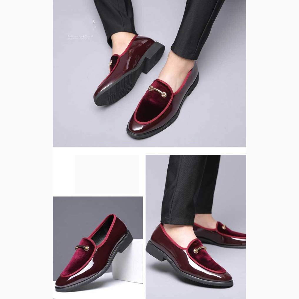 Scarpe da Uomo per la Festa Nuziale Slip on Mocassini in Pelle Verniciata Casual Punta a Punta Business Work Oxfords