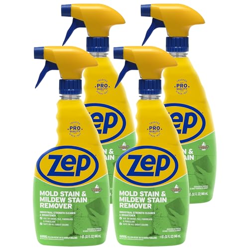 zep mold stain and mildew stain remover - 32 oz pack of 4 zumildew32 - professional strength no scrub formula