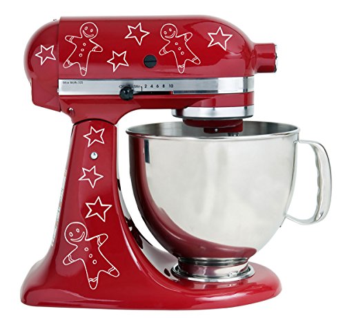Gingerbread Men White Vinyl Kitchen Mixer Mixing Machine Decal Art Wrap Stickers - White