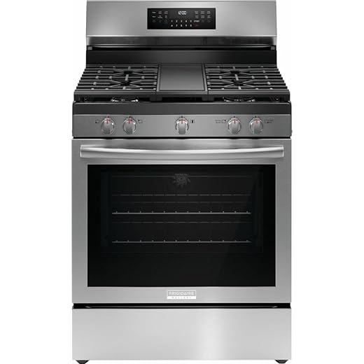 Frigidaire Gallery 30 in. 5 Burner Freestanding Gas Range in Stainless Steel with True Convection and Air Fry GCRG3060BF