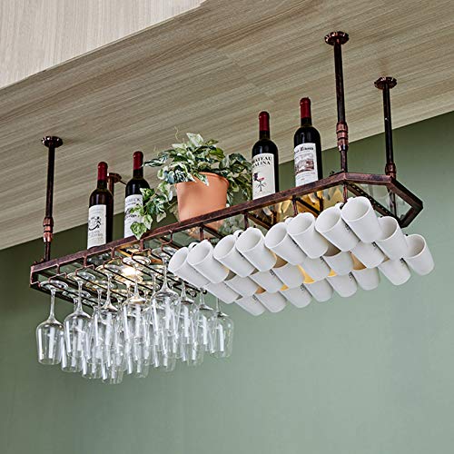 Soporte para botellas de vino colgante bronce con portavasos miniatura 1