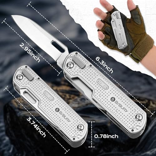 BIBURY Cadeaus voor mannen, multitool EDC zakmes, survivalmes roestvrij staal, mes outdoor, papa cadeau, verjaardagscadeau gadgets voor mannen, adventskalender gereedschap heren - Afbeelding 3