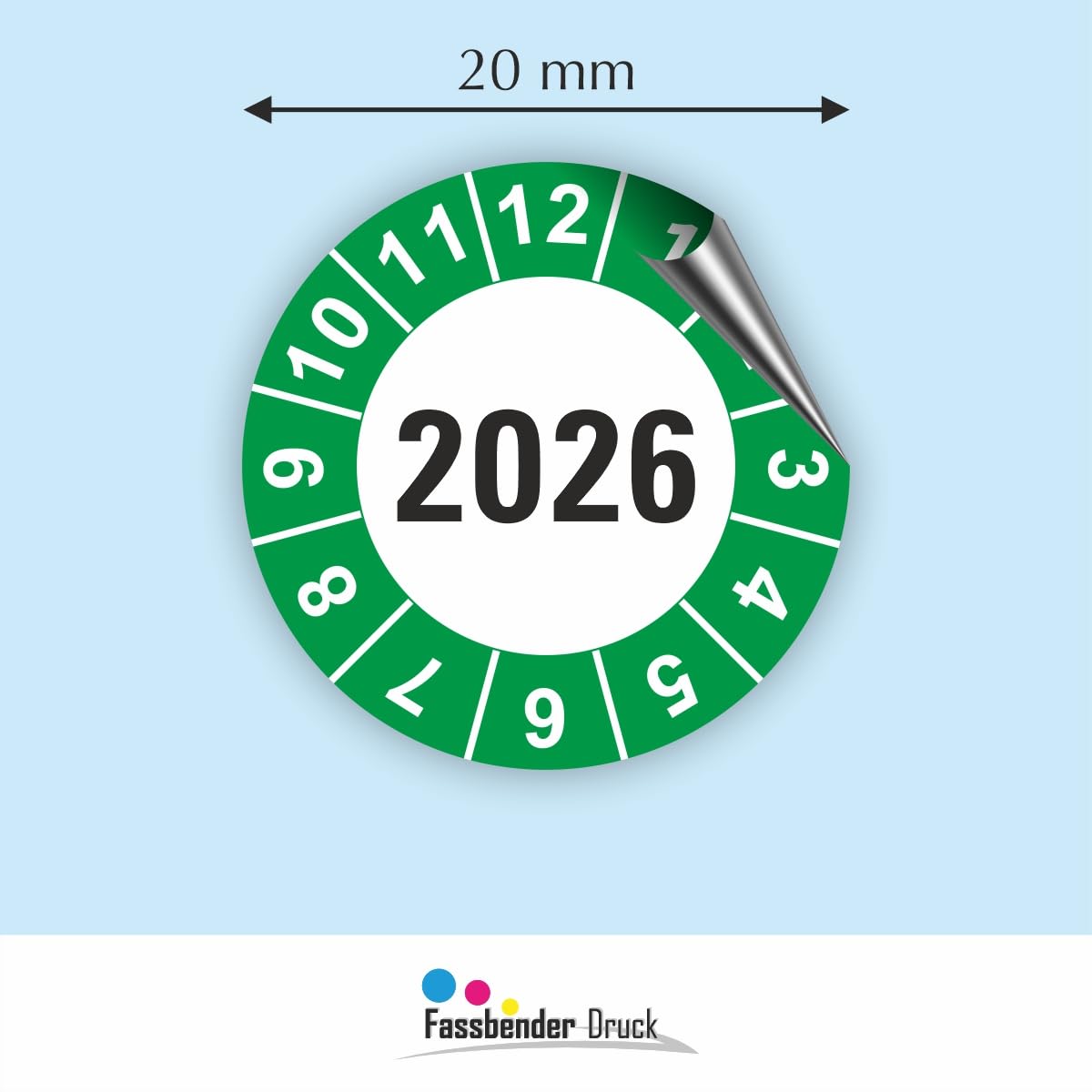 Fassbender-Druck PRÜFPLAKETTEN - Hochwertige Prüfetiketten NÄCHSTE PRÜFUNG 20mm - Selbstklebende PVC-Folie - Wartungsetiketten für Prüfung - Prüfplakette für Prüfungsnachweis (1000 Stück