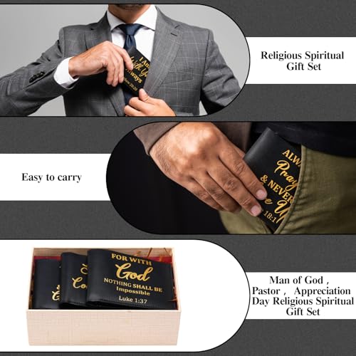 Image of Sadnyy 10 Pcs Black Christian Gifts PU Leather Wallet for Men
