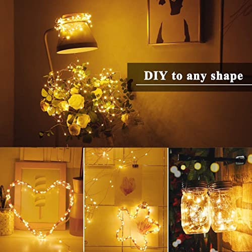 20M LED Lichterkette aus Kupferdraht 200LEDs Warmweiß Lichterkette mit Stecker und Fernbedienung, Wasserdicht IP65, Innen Außen Deko für Weihnachten Hochzeit Garten Party