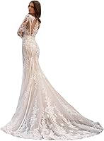 ZCBANG Mermaid Lace Wedding Dress for Bride 2026 - White Boho Beach Bridal Gown with Train, V-Neck & Open Back