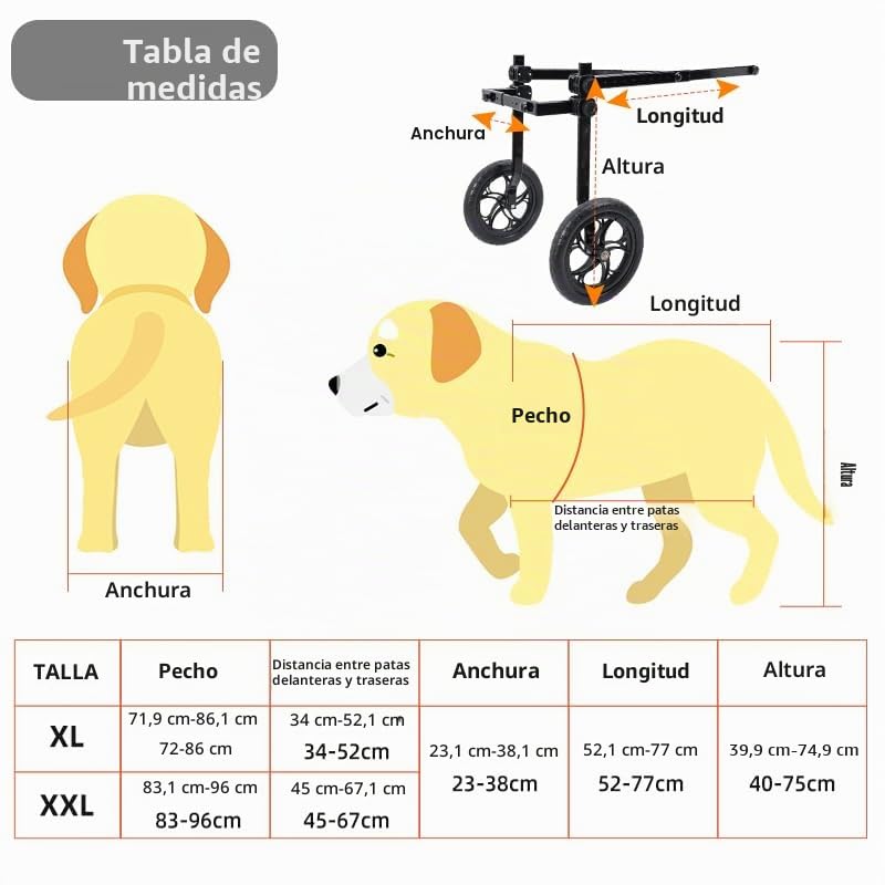 Silla de ruedas grande para perros con patas traseras, ayuda a la movilidad y carrito para mascotas discapacitadas