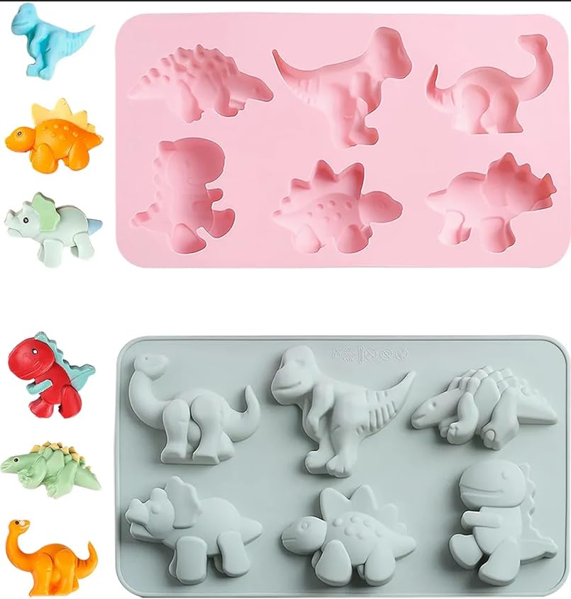 HUSAINI MART |Dinosaur Molds,Kid Cartoon Chocolate Gummy Mold 6 Grids Different Shapes Candy Fondant Mould Cake Decorating Tools DIY Dinosaur Soap Mold for Cupcake Decor Fondant Mould
