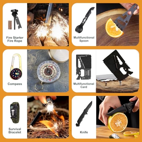 Survival Kit,13 in 1 Survival Gear and Equipment, for Dad, First Aid Kit with Survival Bracelets Emergency Blanket Tactical Flashlight for Camping Adventures - Image 5