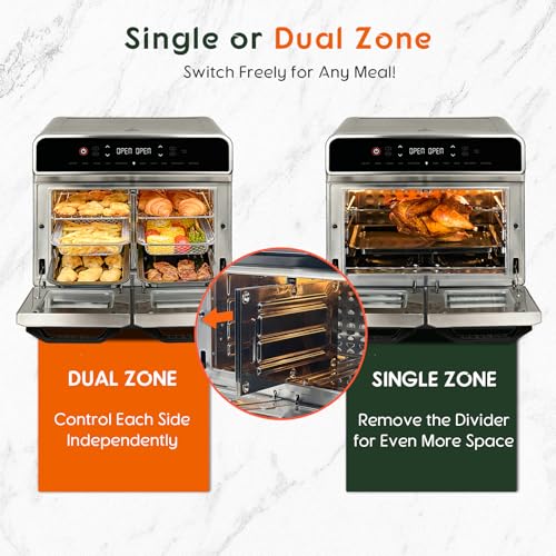 Image of HYSapientia 24QT Dual Zone Air Fryer Toaster Oven Combo with Rotisserie