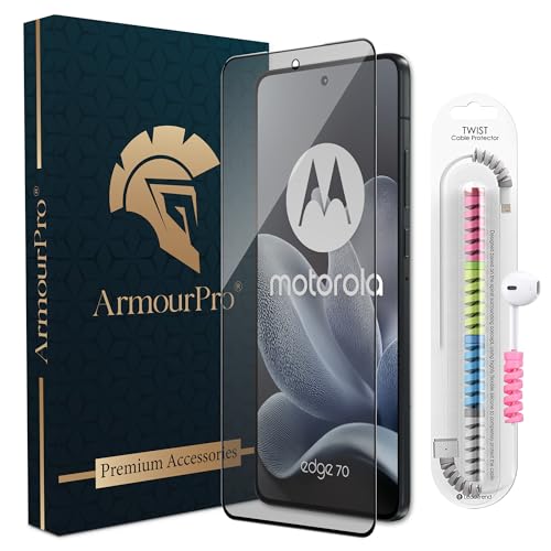 Image of ArmourPro Anti Glare Matte Tempered Glass for Motorola Edge 70, Anti Fingerprint Screen Protector, 9H Scratch Resistant, Smooth Touch, Easy Installation Kit with Cable Protector