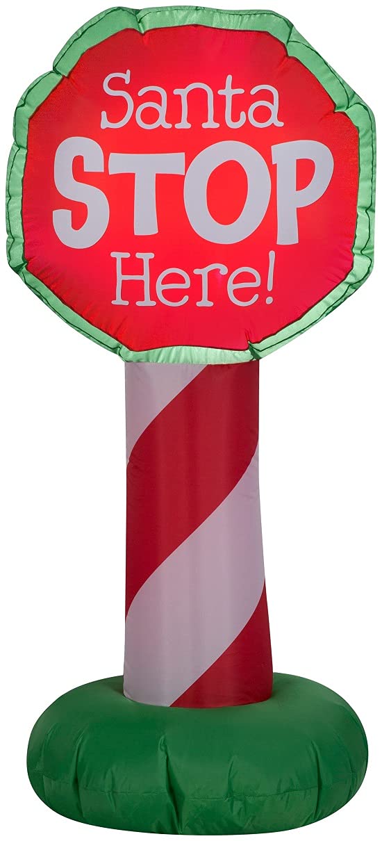Gemmy 15291 Santa Stop Here Sign Christmas Inflatable 3.5 FT TALL