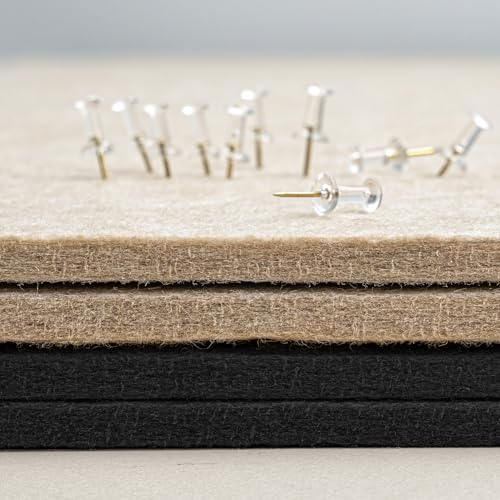 Pinnwand, 60 x 45 cm, Filztafel – Dekorative Pinnwand, Korktafel-Alternative für die Wand, Faltbare Bildertafel, Selbstklebende Vision Board Gebetstafel mit 20 Reißzwecken – Schwarz